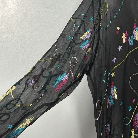 David Dart Women’s Black Sheer Button Up Shirt Sequin Detail - XL - Picture 5 of 15